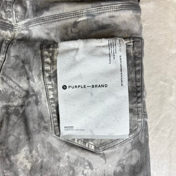 Purple Brand Slim Fit Jeans Men’s 36 Low Rise Button Fly P001 Gray Distressed - Picture 5 of 13